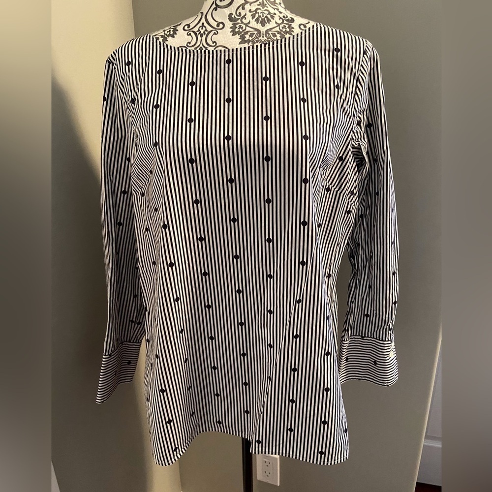 Talbots Navy Polka Dot Top